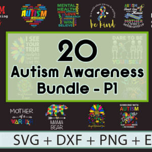 40 Autism Awareness SVG Bundle – Part 1-2