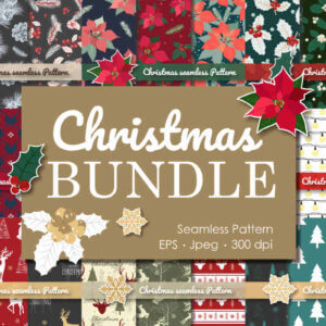 Christmas Collection Seamless Bundle, Christmas Reindeer Seamless, Christmas Silhouette