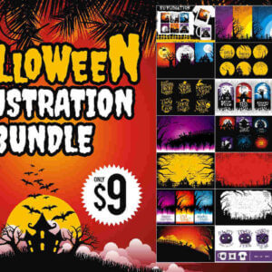 Halloween Illustration Bundle, Halloween Best Craft Sublimation, Halloween Crafting for POD